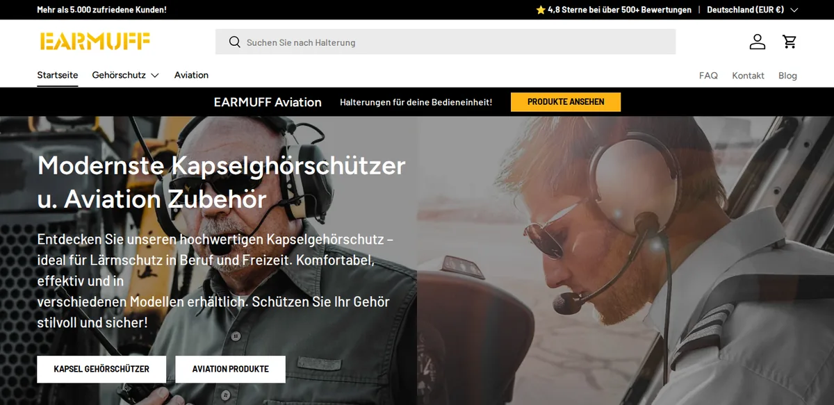 Startseite von EARMUFF